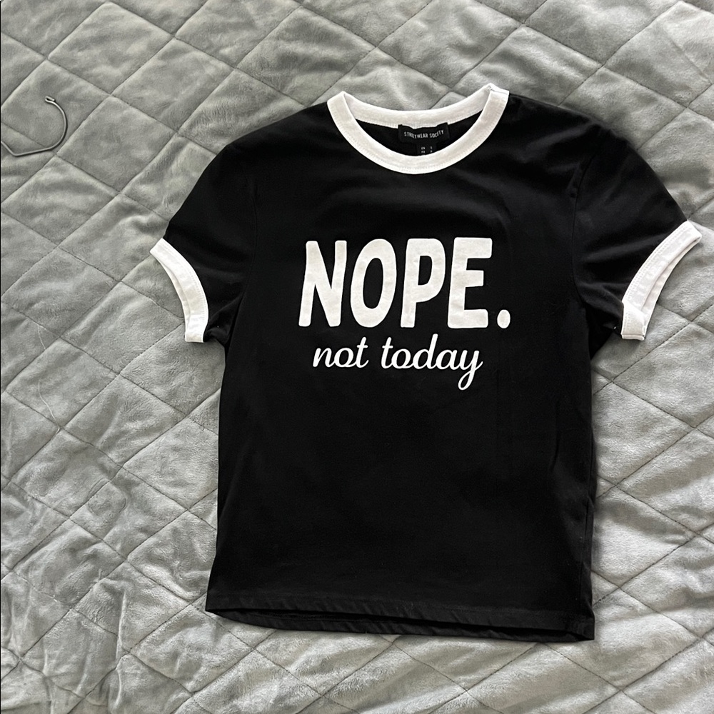Black Baby Tee with White Trim